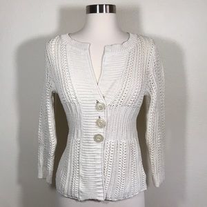 Eddie Bauer cream knitted cardigan size S small